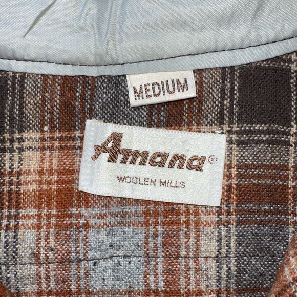 Amana Woolen Mill Workwear Shirt Mens Medium 80/20 Wool/Nylon 70s Vintage Plaid - Picture 5 of 12